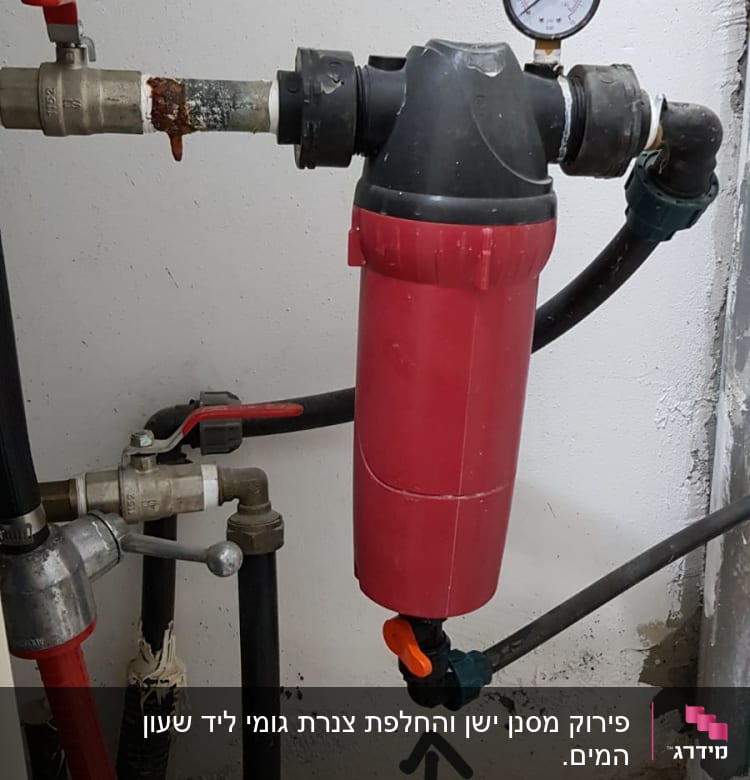 מסנן מים עם צינורות וברזים